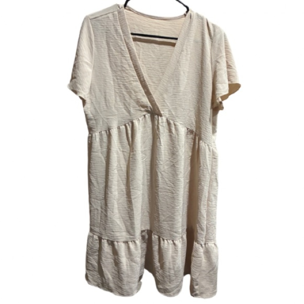 Cream Short Sleeve Dress